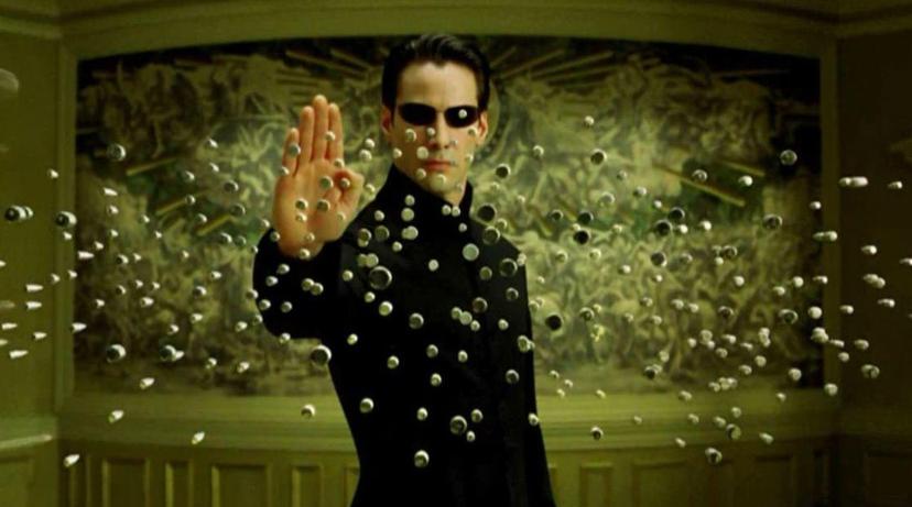 Keanu Reeves Neo The Matrix stopping bullets