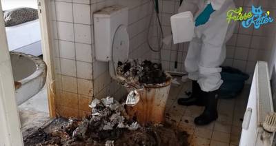 Schoonmaker vlogt over badkamer met 150 kilo poep: ‘We moeten beter voor elkaar zorgen’
