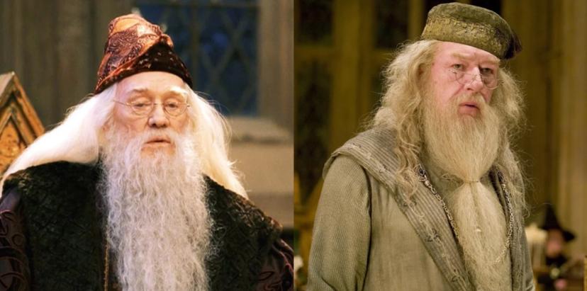 Richard Harris en Michael Gambon als Dumbledore in Harry Potter