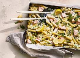 Romige penne met zalm & prei uit de oven