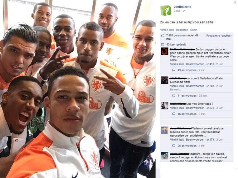 Vervolging Voor Racistische Reacties Op Foto Nederlands Elftal De Volkskrant