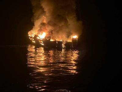 Scheepsbrand Californië: 20 lichamen geborgen, zoekactie naar 14 vermisten gestaakt