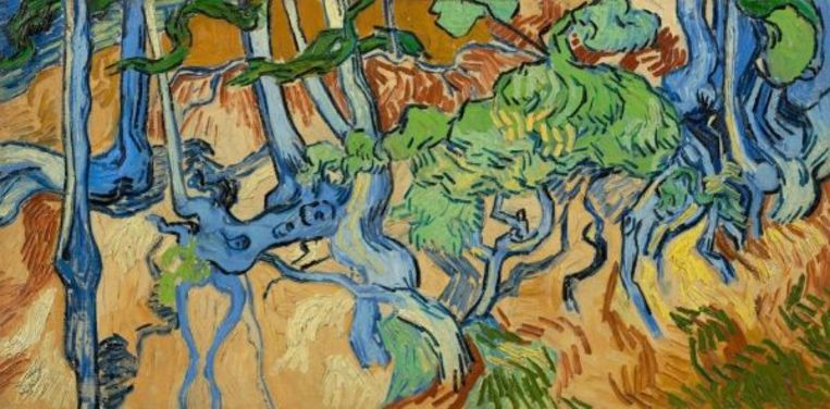 Het schilderij Boomwortels van Vincent van Gogh.