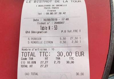 La rondelle de citron facturée 50 centimes dans ce restaurant parisien