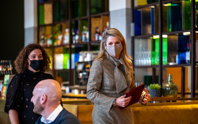 Queen Maxima (R) during her working visit to the Concertgebouw De Vereeniging in Nijmegen.