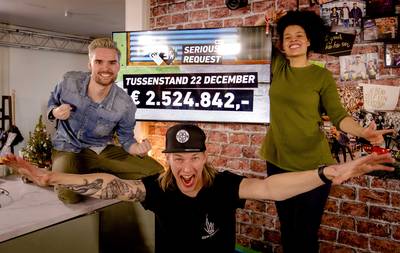 Ruim 2,5 miljoen euro binnen na vier dagen Serious Request