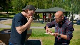 Jelle Beeckman aan het werk bij 'Camping Coppens'