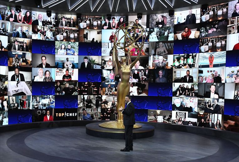 Jimmy Kimmel presenteert de 72e Primetime Emmy Awards ceremonie in Los Angeles, Californië.
