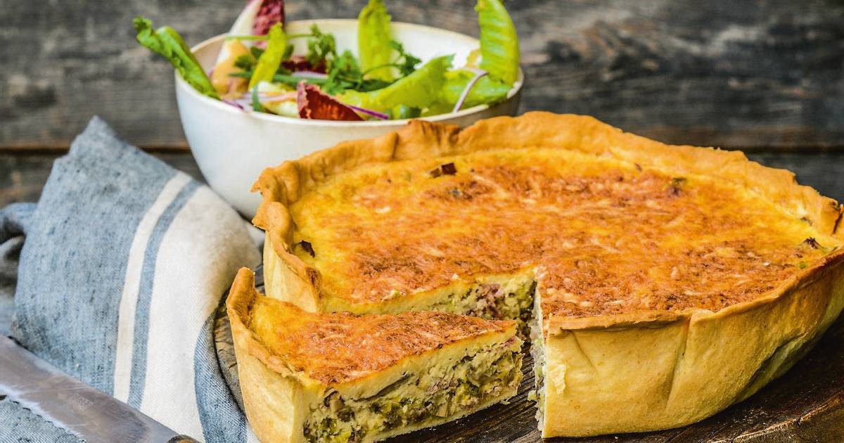 Jeroen Meus maakt quiche met prei en oesterzwammen, ham en kaas Nina
