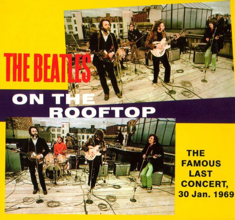 Een poster van het laatste optreden van The Beatles in 1969. Beeld epa