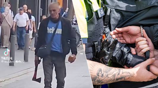 Man loopt met bijl in hand over straat in Antwerpen: buurtbewoners grijpen in