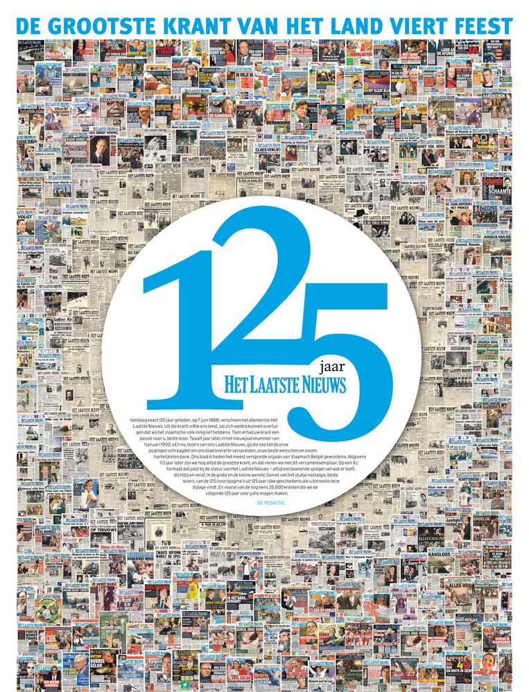 Vandaag gratis XL bijlage 125 jaar Het Laatste Nieuws | Binnenland | Nieuws | HLN