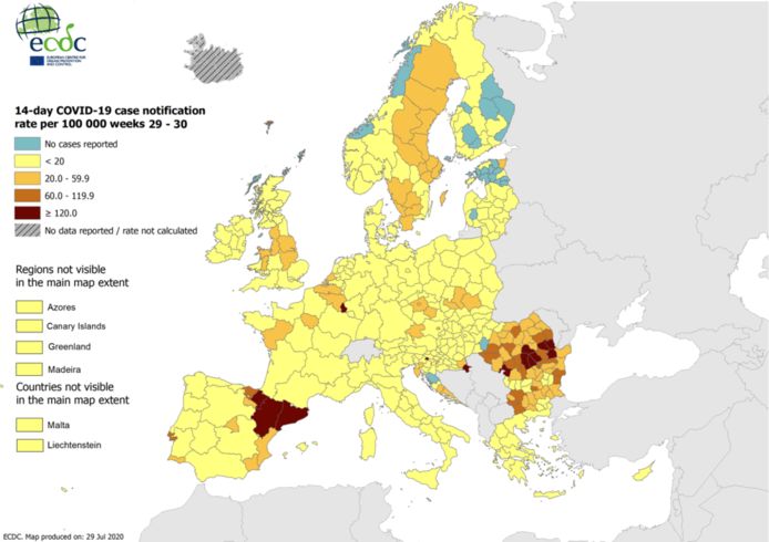 Na Vlaanderen Kleuren Nu Heel Belgie Zeeland En Zuid Holland Oranje Op Europese Kaart Binnenland Hln Be