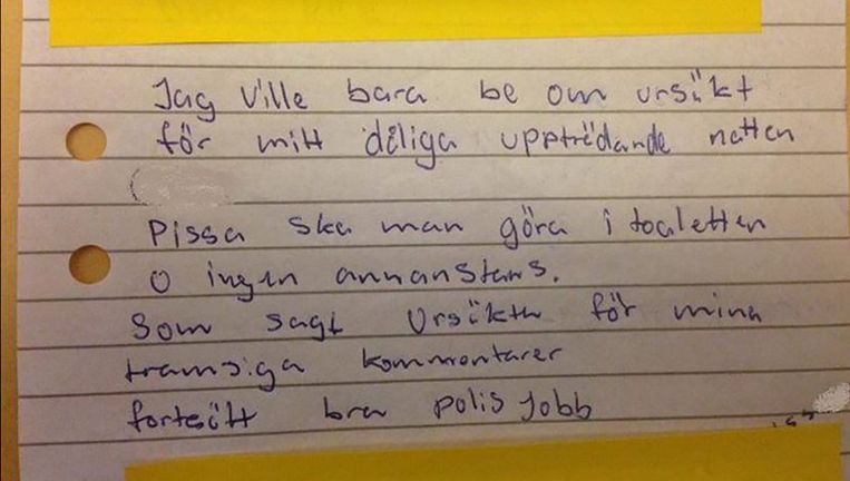 Dronken Man Schrijft Grappig Excuusbriefje Naar Politie Bizar Hln