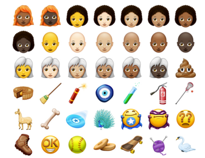 Een deel van de 157 nieuwe emoji's