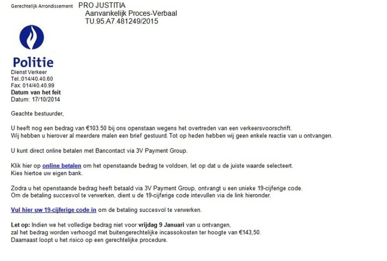 Valse Politiemail Doet De Ronde In Heel Vlaanderen De Morgen