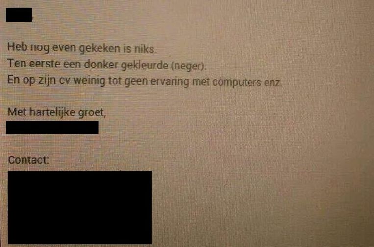 Sollicitant Afgewezen Omdat Hij Een Donker Gekleurde Neger