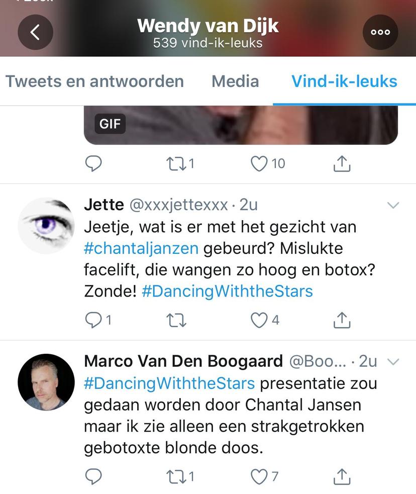 Wendy van Dijk "verbijsterd" na haat-tweets Chantal Janzen: 'ben gehackt'