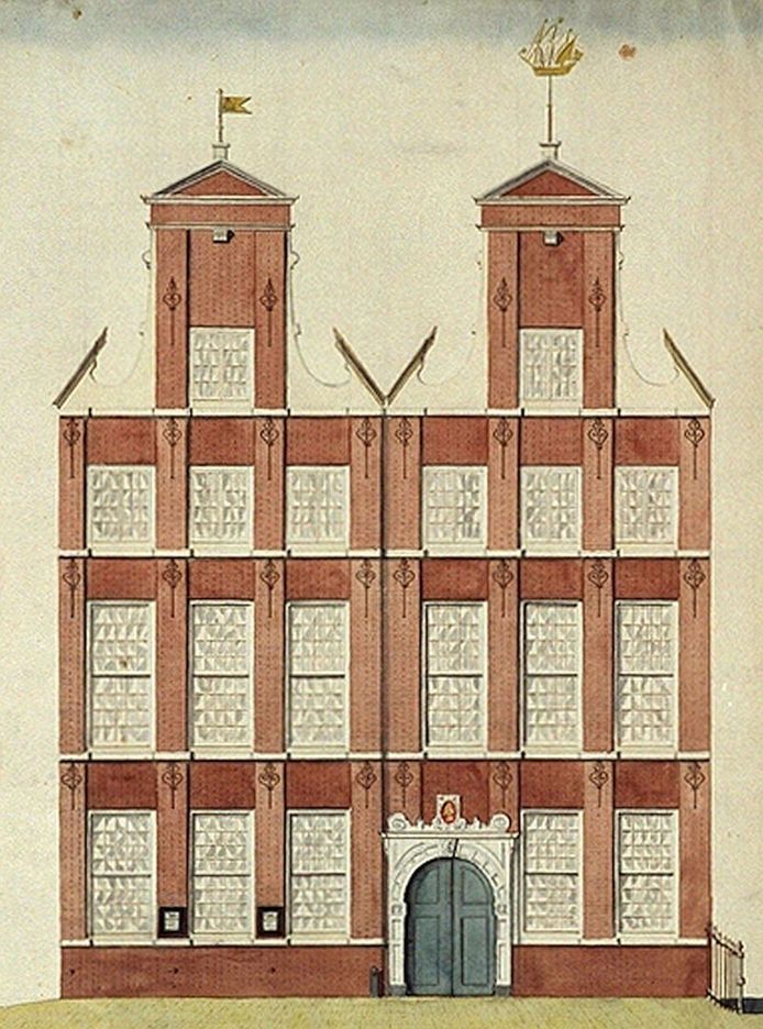 Het kantoor van de West-Indische Compagnie (WIC) aan het Haringvliet in Rotterdam.