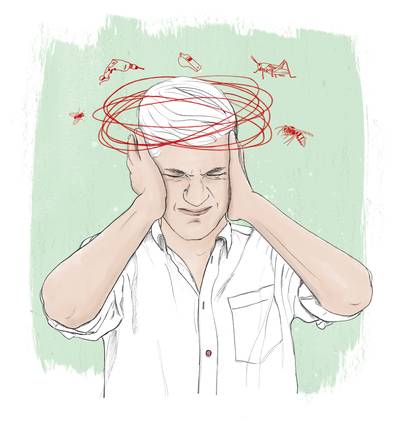 Wanhopig van die altijd aanwezige brom