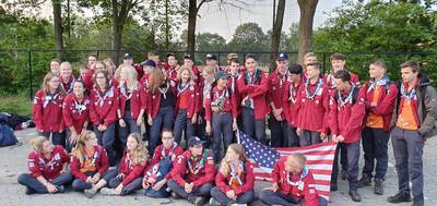 Scoutinggroep Troep Worstenbrood uit Made op weg naar de Wereld Scouts Jamboree in de VS