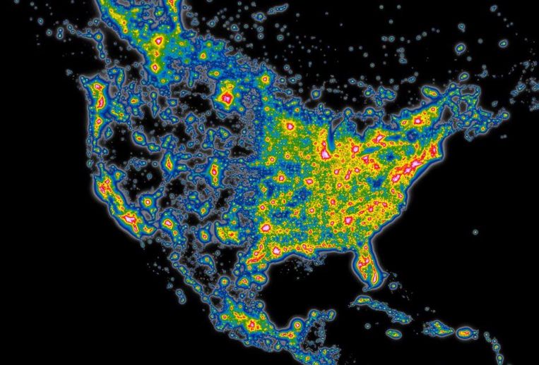 Lichtvervuiling in de VS.