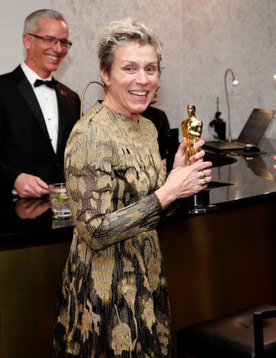 Oscarbeeldje winnares Frances McDormand gestolen op afterparty