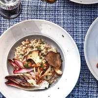 Risotto met bier en gebakken paddenstoelen