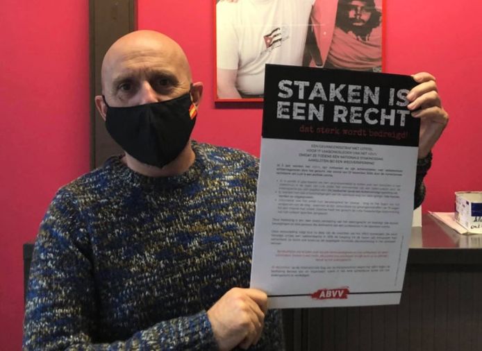 Walter Joos, werknemer Agfa-Gevaert Mortsel en vakbondsafgevaardigde ABVV, staakte van thuis uit donderdag.