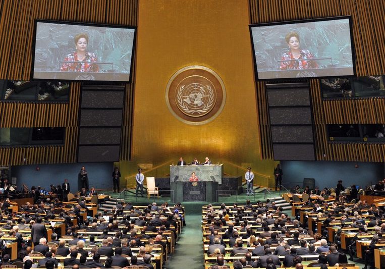 De Algemene Vergadering van de VN in New York, eerder deze week Beeld epa