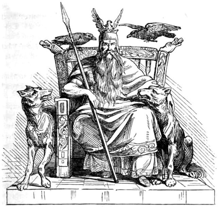 Wodan. Uit: Das festliche Jahr in Sitten, Gebräuchen und Festen der germanischen Völker. Beeld Wikimedia